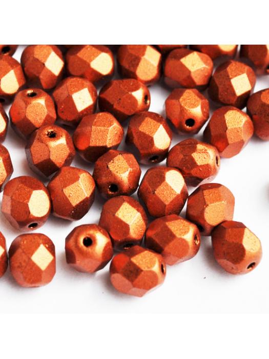 Koraliki czeskie Fire Polished matte metallic dark copper 6 mm 10 szt.