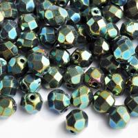 Koraliki czeskie Fire Polished iris green 6 mm 10 szt. Koraliki czeskie Fire Polished iris green 6 mm 10 szt.