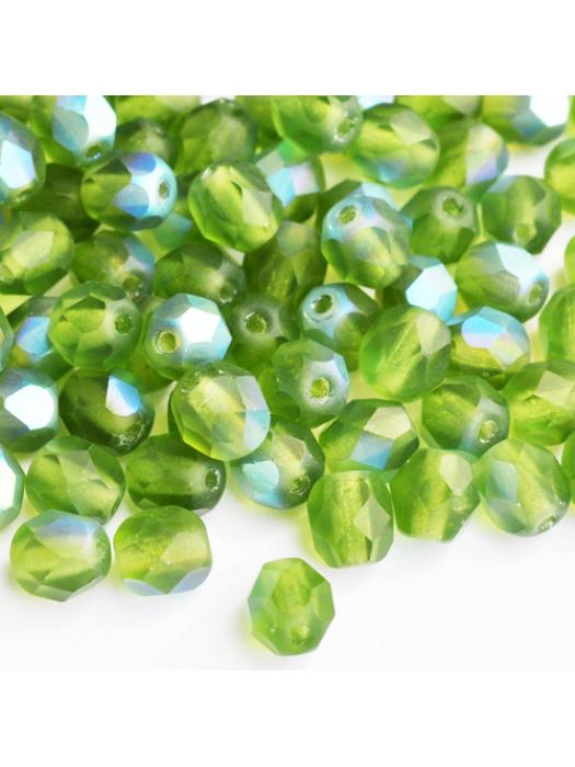 Koraliki czeskie Fire Polished matte olivine 6 mm 10 szt.