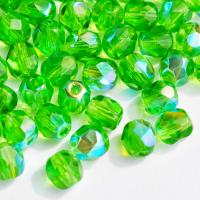 Koraliki czeskie Fire Polished lt. green ab 6 mm 10 szt. Koraliki czeskie Fire Polished lt. green ab 6 mm 10 szt.