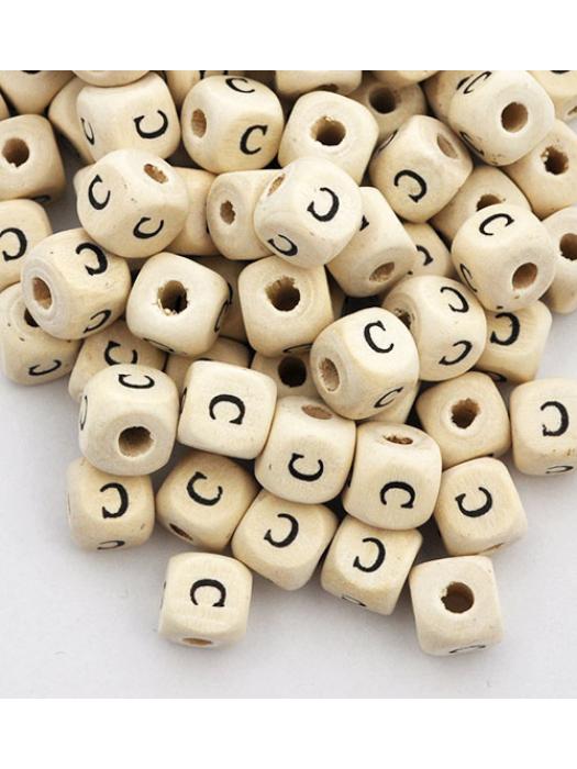 Wood bead alphabet natural C