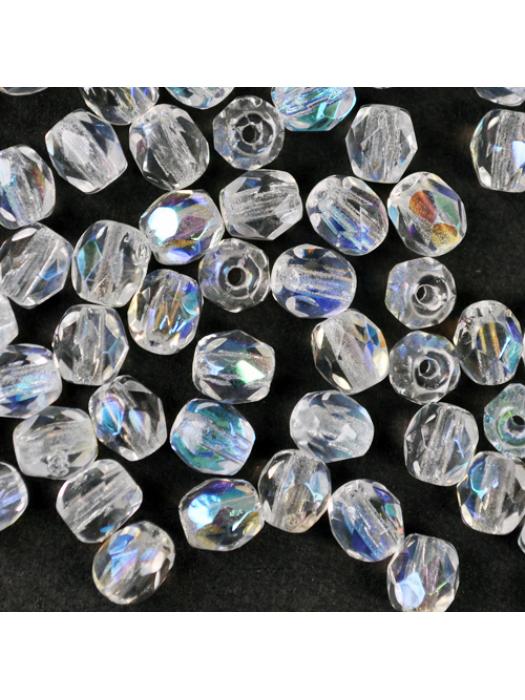 Koraliki czeskie Fire Polished 4mm Crystal AB 10 szt.