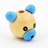 Koralik drewniany niebieska głowa misia Koralik drewniany niebieska głowa misia