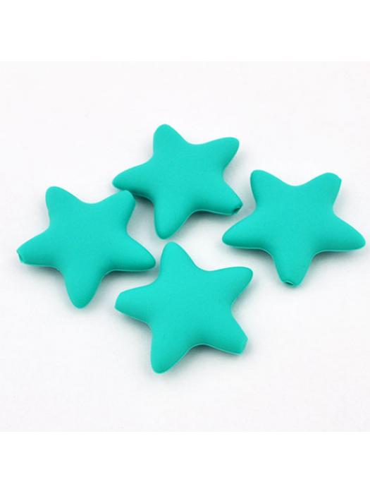 Bead silicone  star 45 mm turquise