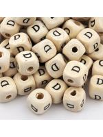 Wood bead alphabet natural D
