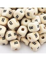 Wood bead alphabet natural B