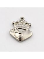 Pendant Stainless Steel heart with crown