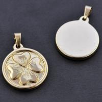 Zawieszka stal nierdzewna złota koniczynka okrągła 21 mm Zawieszka stal nierdzewna złota koniczynka okrągła 21 mm