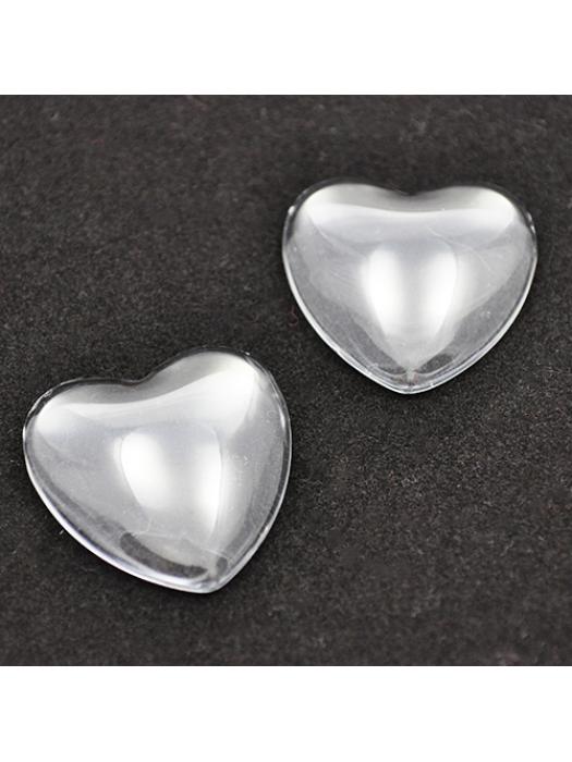 Kaboszon szklany przezroczysty serce 24,5 mm