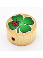 Wood bead round ladybag natural