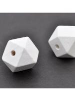 Wood bead  hexagon white 18 mm 