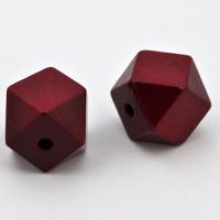 Koralik drewniany sześciokąt 18 mm burgund CE Koralik drewniany sześciokąt 18 mm burgund CE