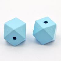 Koralik drewniany sześciokąt 18 mm błękitny CE Koralik drewniany sześciokąt 18 mm błękitny CE