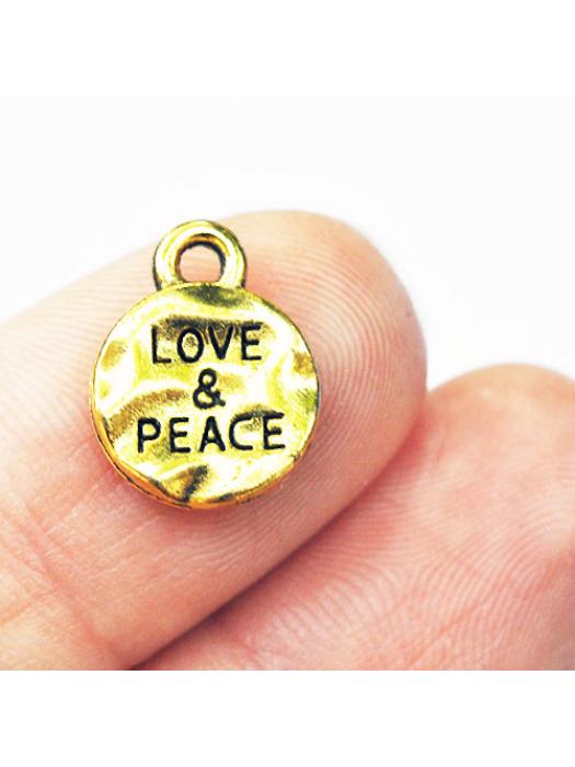 Zawieszka złota monetka love and peace