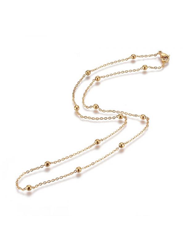 Chains steel 45 cm with bead 3 mm gold