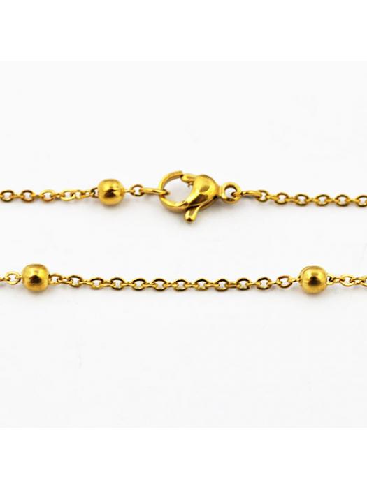 Chains steel 45 cm with bead 3 mm gold