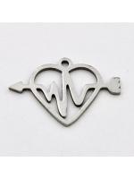 Pendant Stainless Steel heart with arrow