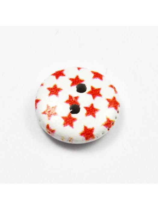 Wood button red stars