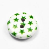 Guzik drewniany zielone gwiazdki 13 mm  Guzik drewniany zielone gwiazdki 13 mm