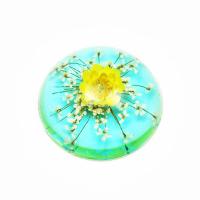 Kaboszon z suszonymi kwiatami niebiesko-żółty