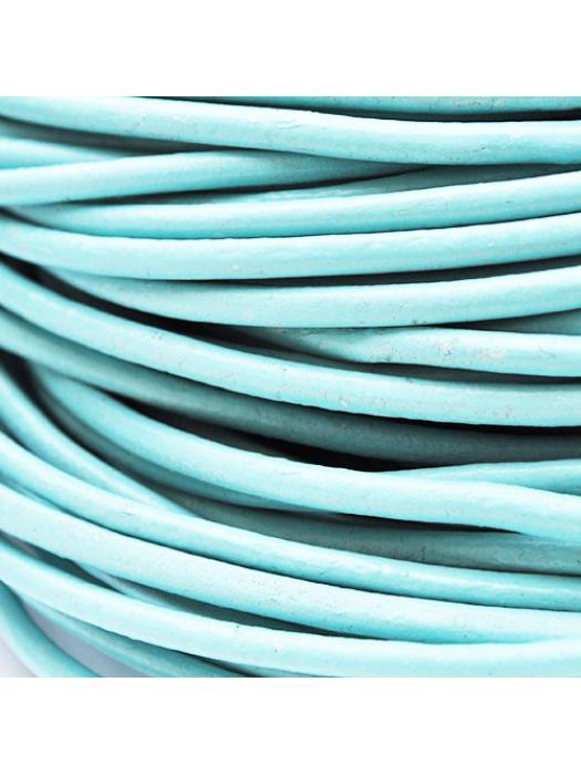 Leather cord light blue