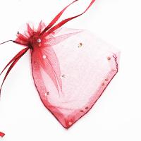 Woreczek z organzy bordowy z brokatem Woreczek z organzy bordowy z brokatem