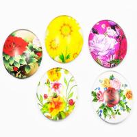 Kaboszon szklany mix kolorowe kwiatki 18 x 25 mm Kaboszon szklany mix kolorowe kwiatki 18 x 25 mm