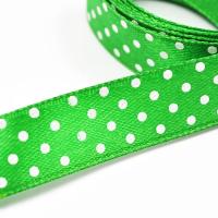 Wstążka satynowa grochy zielona Wstążka satynowa grochy zielona