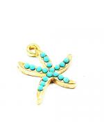 Pendant sea star light gold with blue