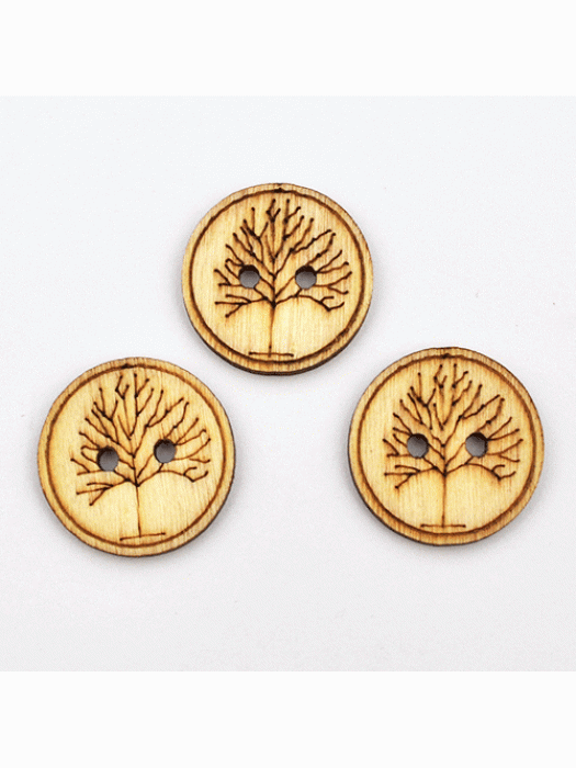 Wood button wood tree 25