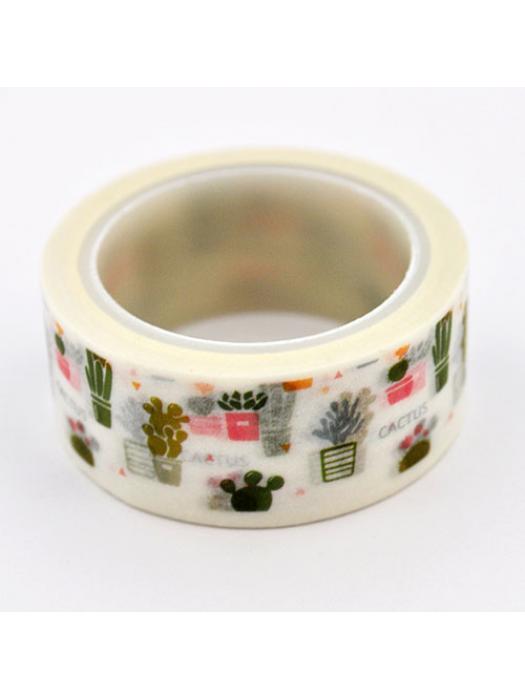 Washi tape kaktusy w kolorowych doniczkach