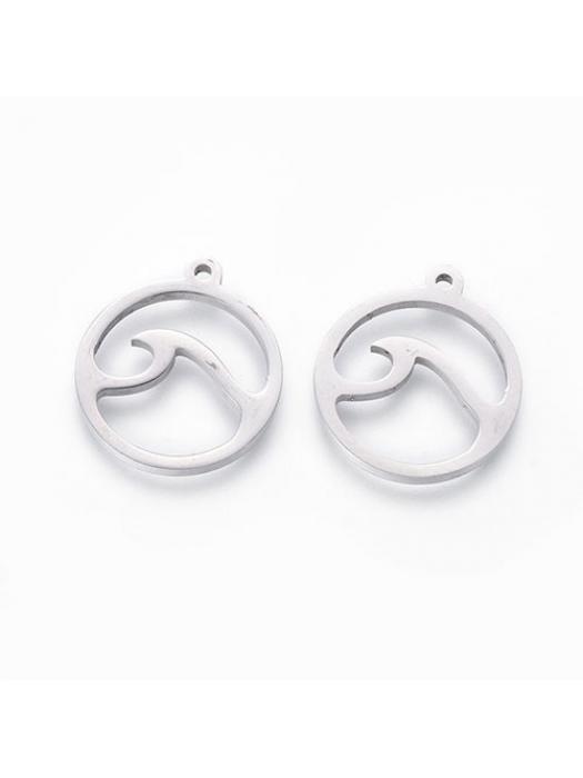 Pendant Stainless Steel silver wave