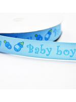Wstążka niebieska baby boy 14 mm