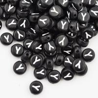 Koralik akrylowy literka czarna Y Koralik akrylowy literka czarna Y