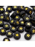 Acrylic bead star black gold