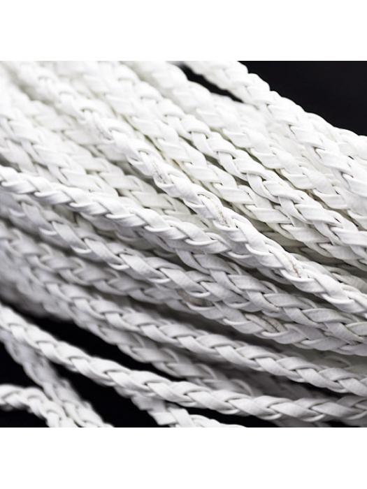 Rzemień pleciony 3 mm biały