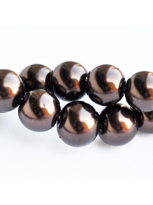 Glass bead 8 mm 10 pcs dark brown