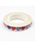 Washi tape kolorowe serduszka 8 mm