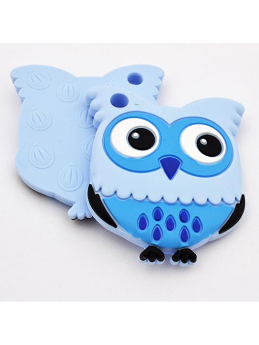 Bead silicone Teething owl light blue