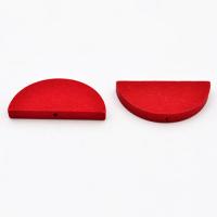 Koralik drewniany półkole czerwony Koralik drewniany półkole czerwony