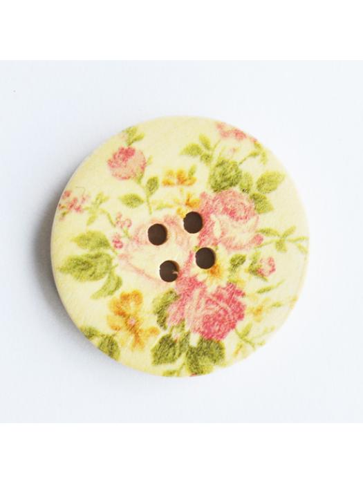 Wood roses button