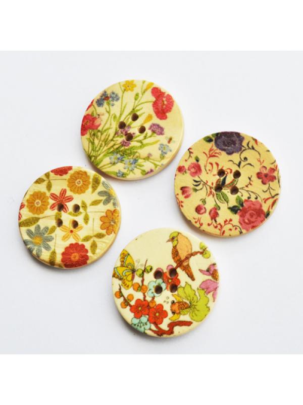 Wood roses button