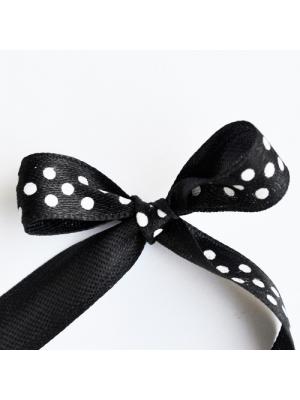 Wstążka satynowa grochy czarna