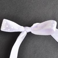 Wstążka satynowa grochy jasnofioletowa Wstążka satynowa grochy jasnofioletowa