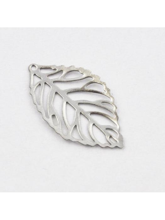 Pendant Stainless Steel silver leaf 23,5 mm