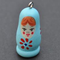 Zawieszka matrioszka drewniana niebieska Zawieszka matrioszka drewniana niebieska