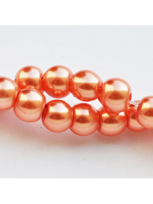 Glass bead 6 mm 10 pcs peach