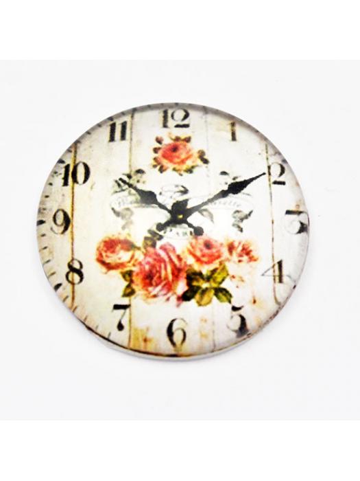 Kaboszon szklany zegar róże 25 mm