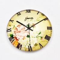 Kaboszon szklany zegar róże pastelowe 25 mm