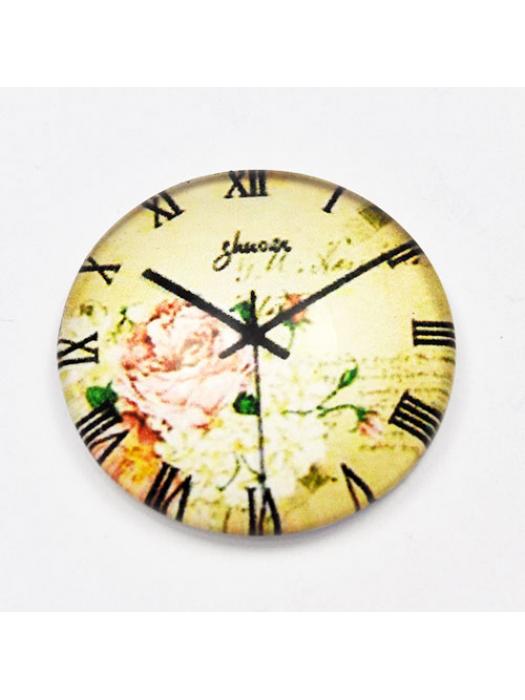 Kaboszon szklany zegar róże pastelowe 25 mm